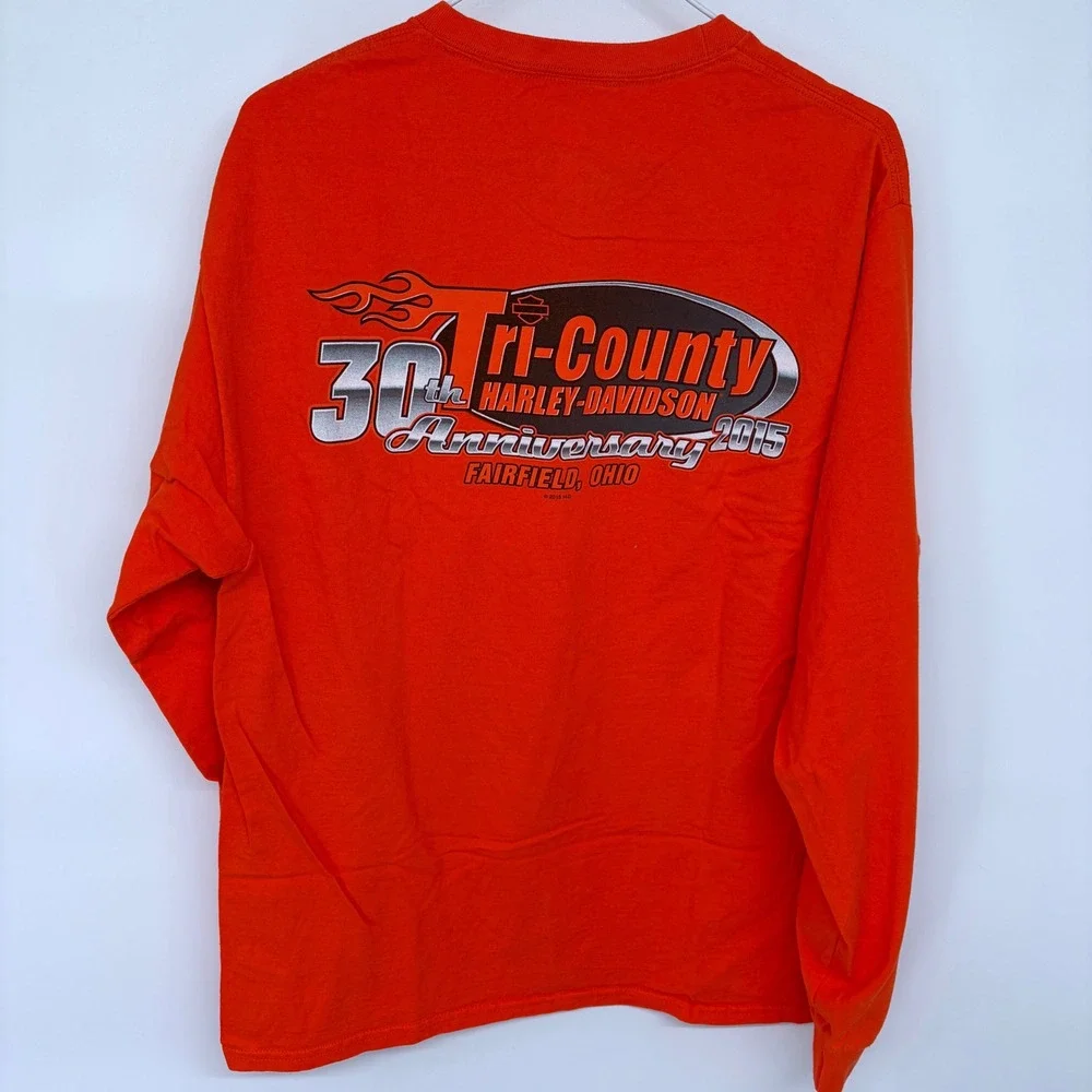 Harley Davidson Motorcycles Long Sleeve T Shirt Lg Fairfield OH 30th Anniversary